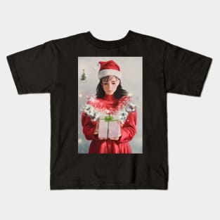 Beautiful Anime Portrait In Santa Claus Costume 5 Kids T-Shirt